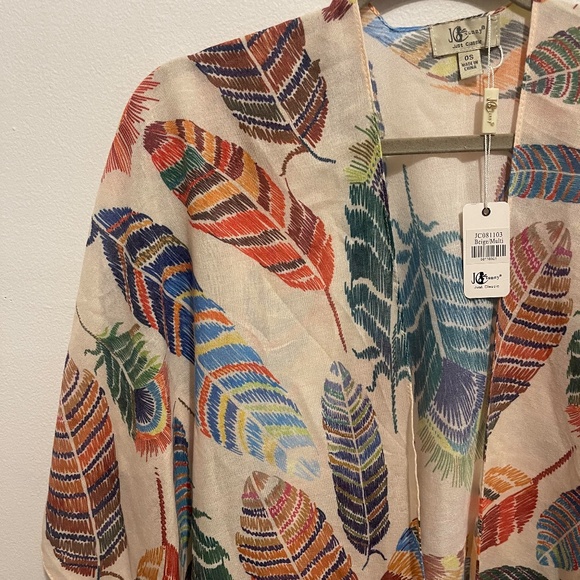 NWT JC Sunny Printed Woven 100% Cotton Lightweight Kimono OS - Picture 3 of 9